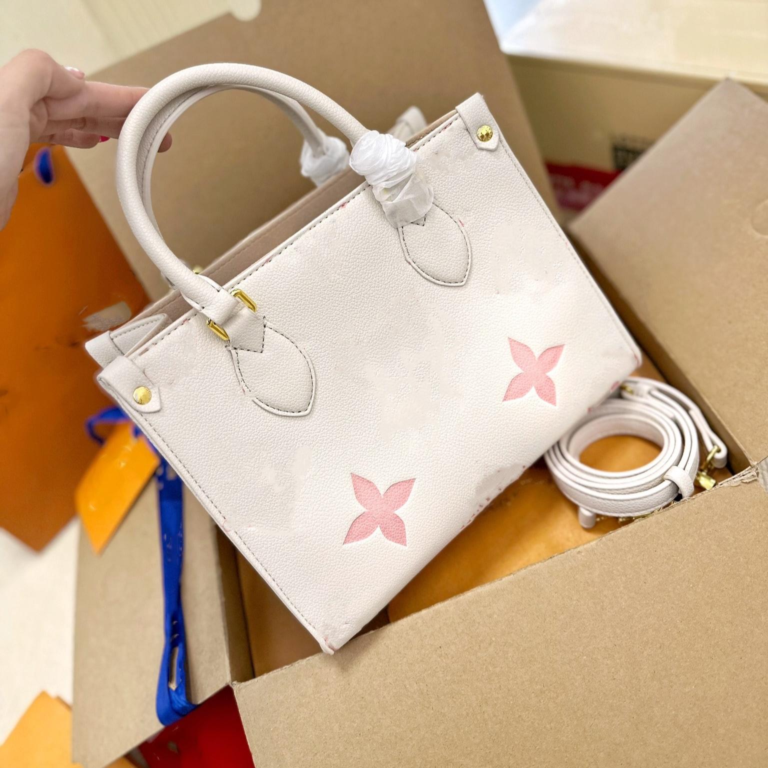 

Designer bag Fashion Tote shoulder cross body Bags Pastel Embossed Leather Women flower print Ladies Luxury shopping city purse, Pink