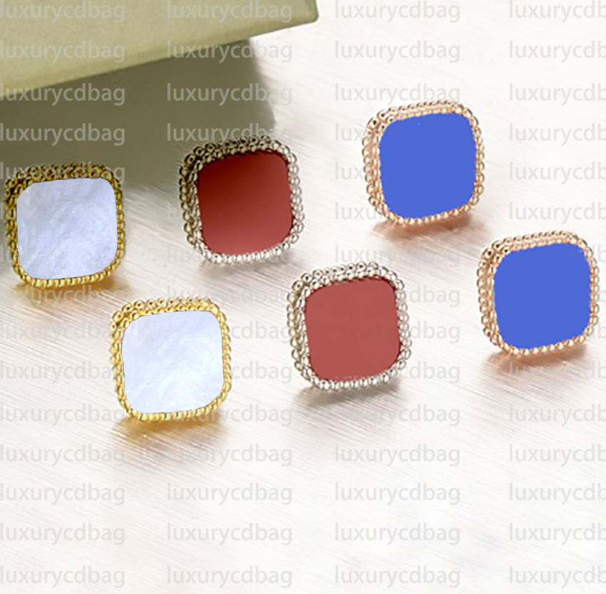 

Classic Four Leaf Clover Charm Stud Earrings Back Mother of Pearl Silver 18K Gold Plated Agate for Women&Girls Valentine's Mother's Day Wedding Jewelry Gift