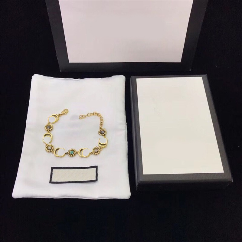 

Metal diamond mens flower charm bracelet men daisy simple letter retro gold plated animals head decoration pulsera luxury jewlery designer