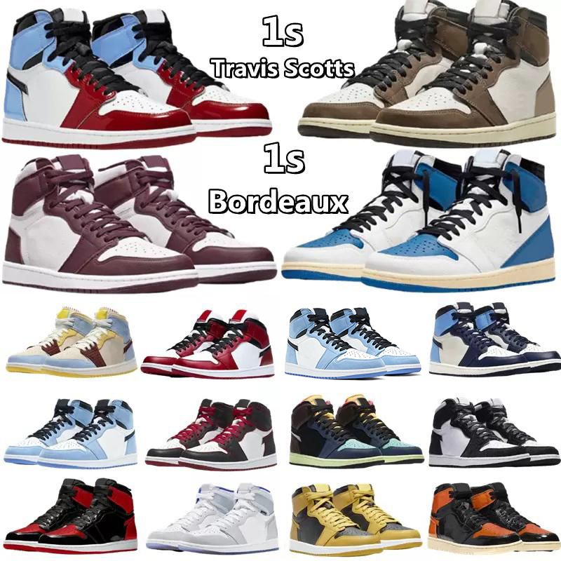 

New 1s basketball shoes dark mocha unc light smoke grey hyper chicago patent bred royal toe university blue black white shattered backboard men women Basketball shoe, 38