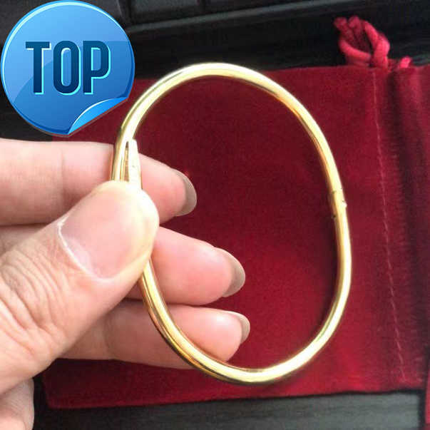 

With Box Gold Silver Nail Cuff Titanium Steel Bracelet Inlay Diamond Screw Bracelets Women Men Love Jewelry Gift 17 19 21 Size