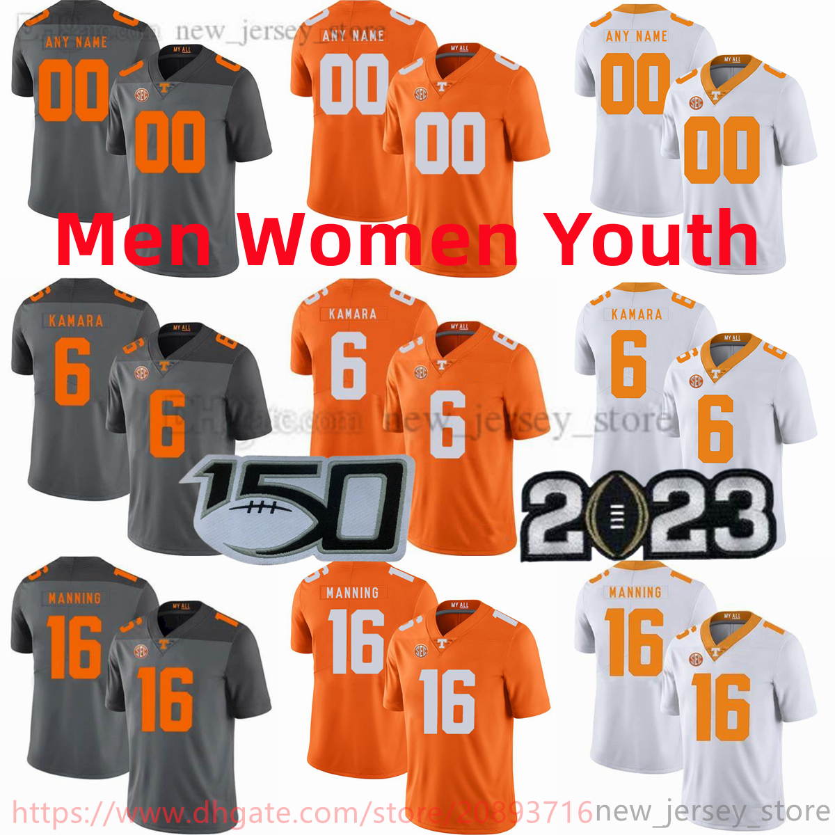 

Custom S-6XL NCAA College Tennessee Volunteers Football jersey 11 Jalin Hyatt 5 Hendon Hooker 16 Peyton Manning 6 Alvin Kamara 2 Jabari Small 1 Trevon Flowers 4 Tillman, Add 150th patch