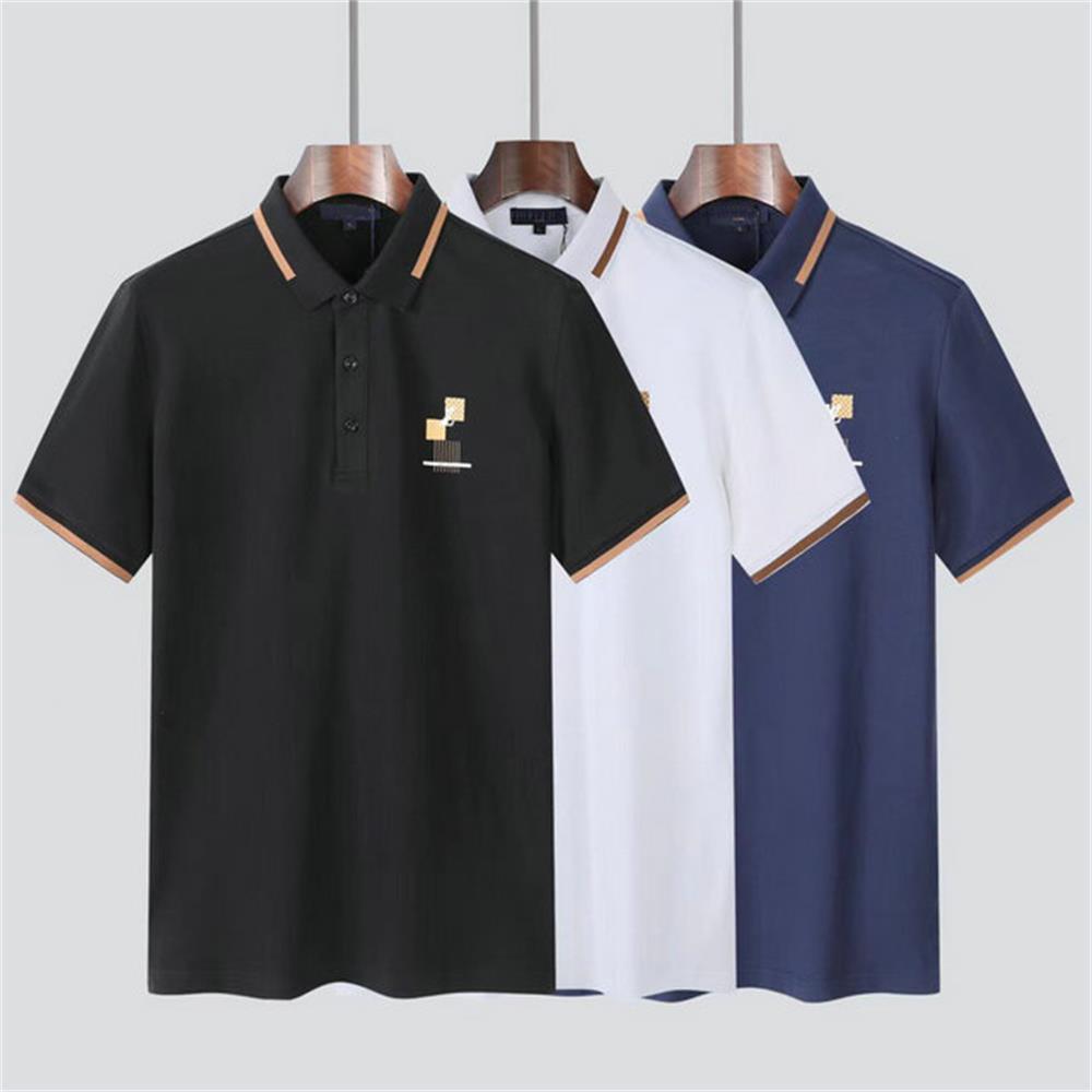 

Men's polo shirt short-sleeved classic fashion casual business embroidery letter summer dress, Black