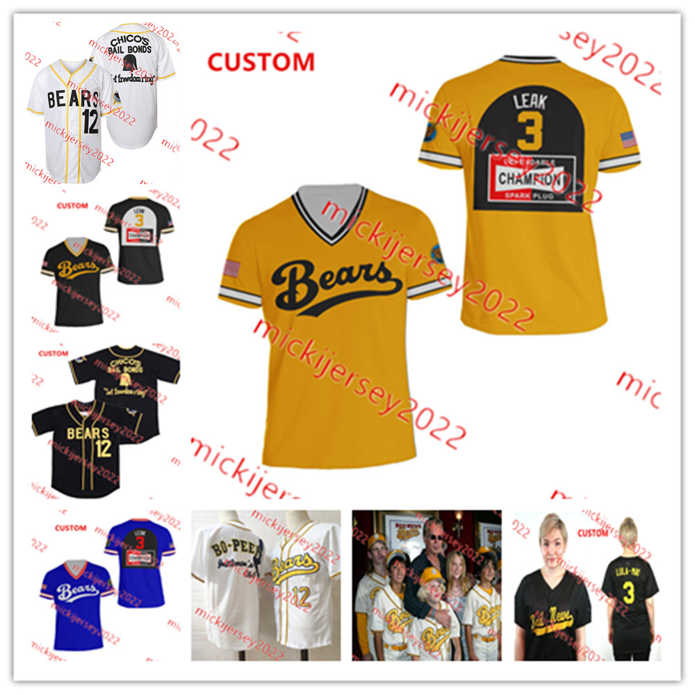 

The Bad News Bears Baseball Jerey Timmy Lupus Jose Aguilar Custom Stitched Mens Youth #12 Tanner Boyle #44 Ahmad Abdul-Rahim 10 Rudi Stein Movie Jerseys, White black bears