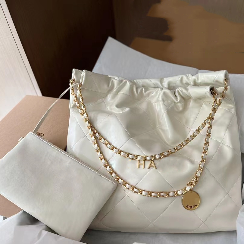 

Shoulder Bags Designers Luxurys channel Handbag 22Bag Fashion Purse Wallet Shopping Cross Body Sling Hangbag Hobo Drawstring Totes Coinstramp Shoulder Women, Grey with silver hardware