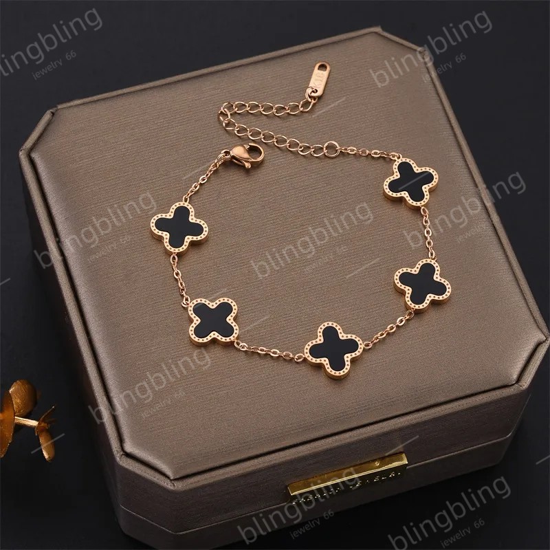 

Designer Jewelry Classic gold chain Lucky Bracelet Black Onyx 18K White Gold Plated Ladies and Girls Valentine's Day Mother's Day Engagement