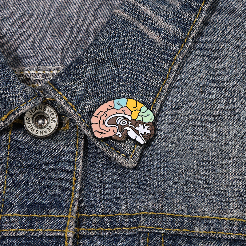 

Color Brain Model Clothes Brooches Women Cartoon Bag Cowboy Corsage Badge Alloy Enamel Lapel Pins