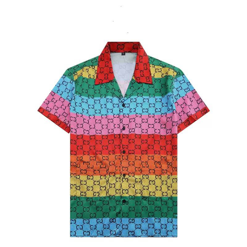 

2023 High Quality Design Blouse Shirts Men's Camisas De Hombre Fashion Geometric Letter Print Casual Shirts Men Short Sleeve Turn Down Collar Business Dress Shirt