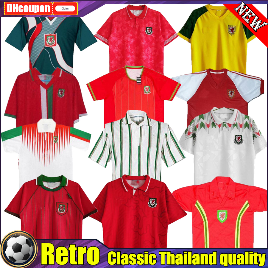 

Giggs Retro Soccer Jerseys 1976 1982 1990 1992 1993 1994 1995 1996 1998 soccer jersey Wales Hughes Saunders Rush Boden Speed Vintage shirt top thai quality, 10