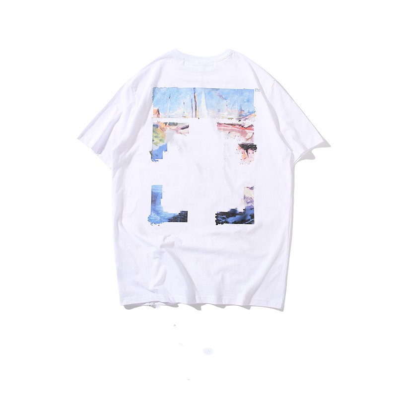 

Summer Fashion Brand Offs Mens t Shirts Ow Religious Oil Painting Direct Spray Arrow Tshirts Hip Hop Short Sleeve Loose Men Tops Tees Women OFFLarge Fat T-shirt, Add postage