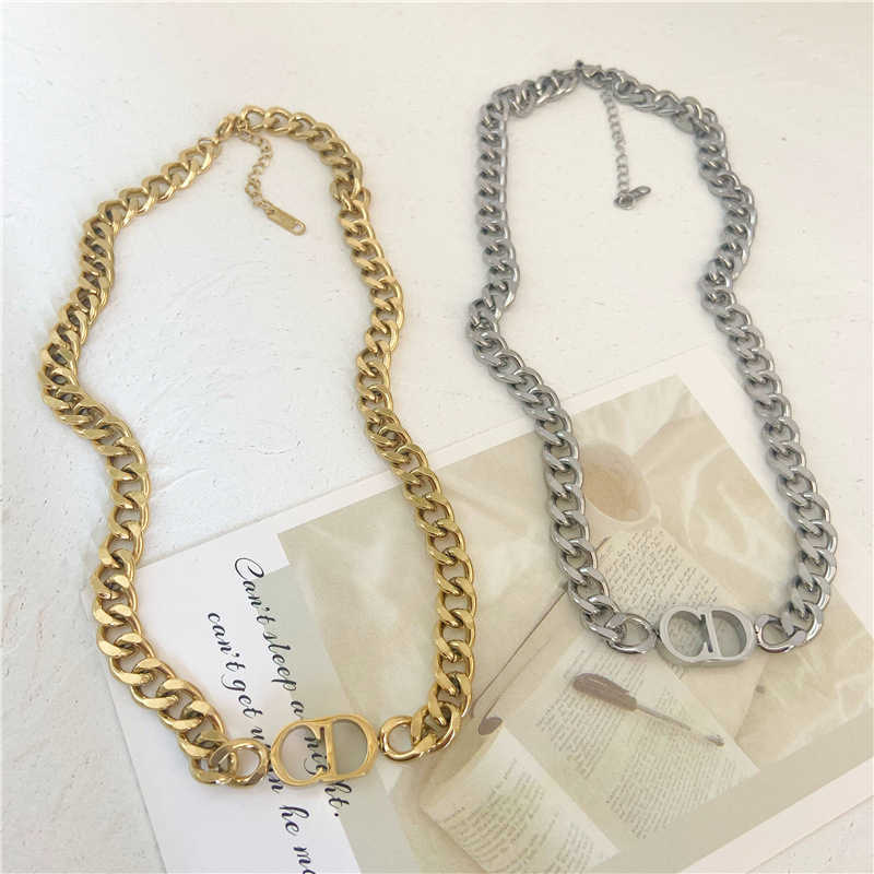 

Ins CD letter titanium steel necklace men and women fashion personality versatile bracelet collarbone chain