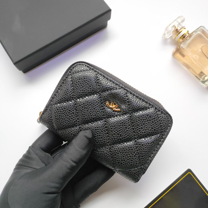 

Designer bags Flower Card Holder Men Women Short Wallet Caviar Leather Womans Purse Man Credit Card Holder Colors Cardholder With Box cc2