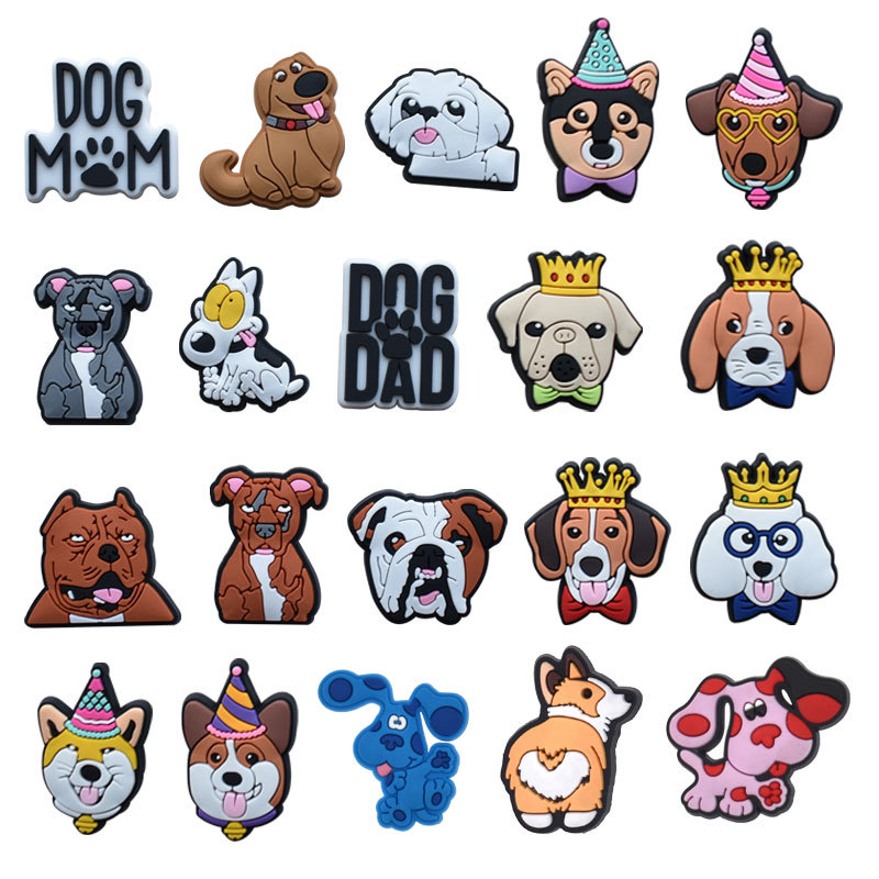 

Anime charms wholesale childhood memories crown dogs funny gift cartoon charms shoe accessories pvc decoration buckle soft rubber clog charms, Equally mixed colors