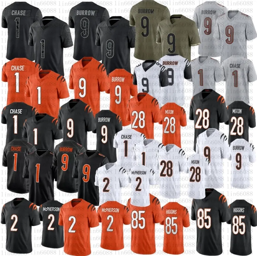 

JaMarr Chase 9 Joe Burrow Football jersey Men Women Youth 2 Evan McPherson Sam Hubbard Tee Higgins Mixon Jerseys Gray Fashion, Women5