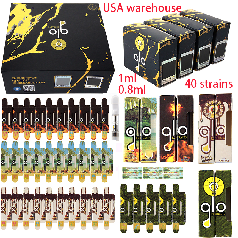 

USA STOCK Atomizers GLO Vape Cartridges 0.8ml 1ml Ceramic Coil Vape Cartridge Empty Pods Thick Oil Carts Glass Tank Vaporizers 510 Thread Tap NFC Verify