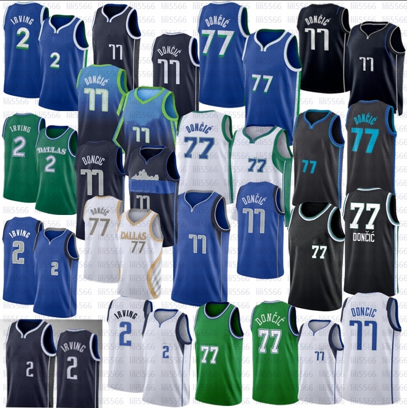 

Luka Doncic Maverick Basketball Jerseys Kyrie Irving Blue Black 2023 Edition Jersey Shirt, As