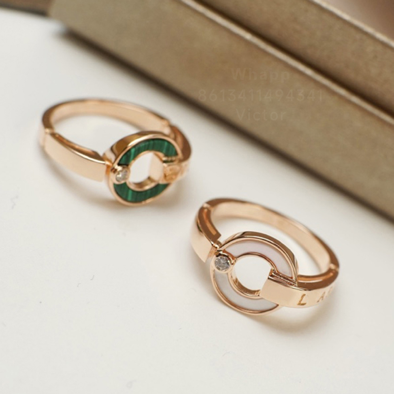 

BUIGARI Rome series designer ring for woman diamond White mussel Gold plated 18K highest counter quality classic style premium gifts with box 043