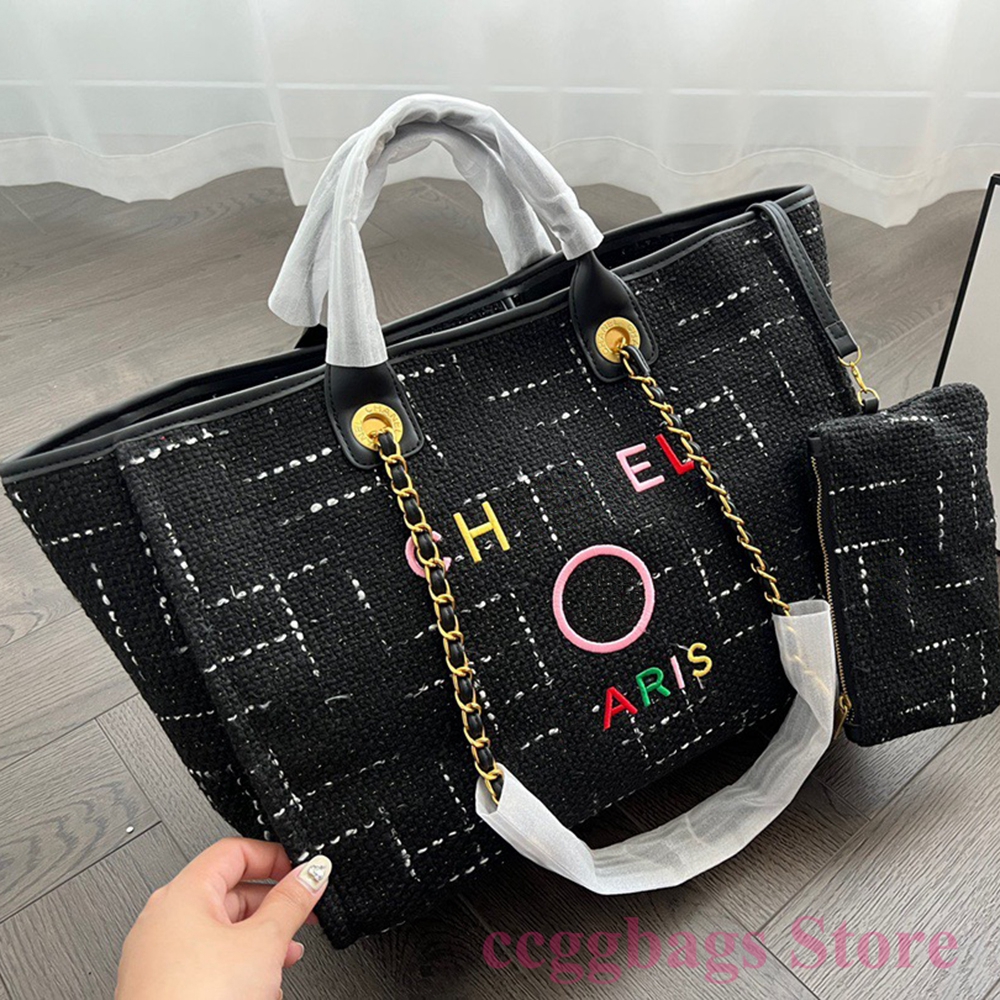 

CC Designer Bags Beach Shopping Bag The Totes Handbags For Women Canvas Shoulder Hobos Embroidery Luxury Casual Fashion Ladies Wallet Purses, 02