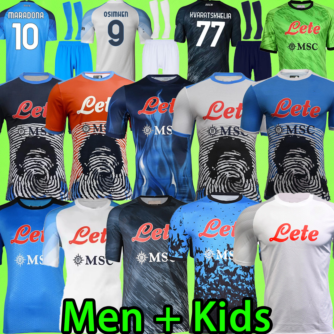 

Men's T-Shirts 22 23 Napoli soccer jerseys MEN KIT KIDS SETS Maglia Naples 2022 2023 KVARATSKHELIA ZIELINSKI MARADONA MIN JAE football shirt T OSIMHEN T230310, 22/23 away