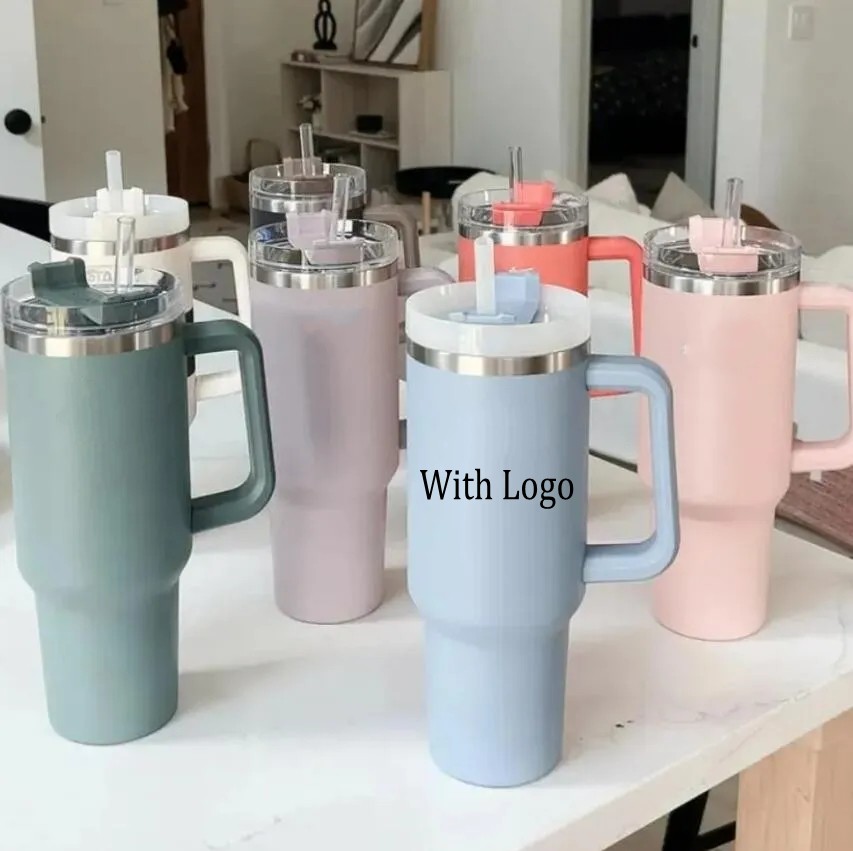

Ready to ship 40oz Tumblers With Handle Insulated Mugs With Lids and Straws Stainless Steel Coffee Tumbler Termos Cups with Logo FY5544, Multi-color