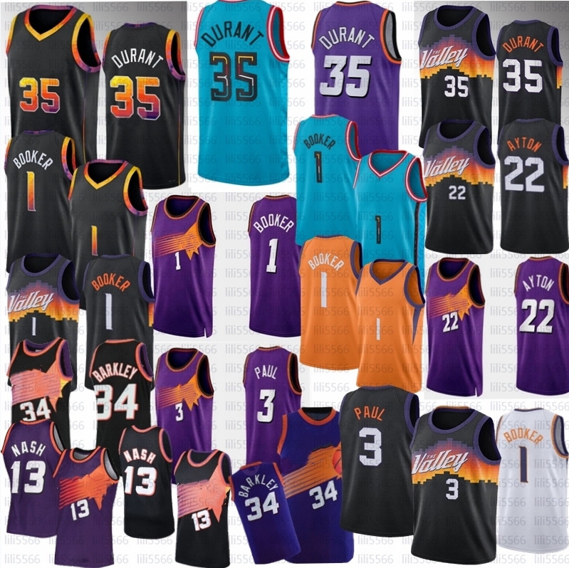 

Devin Booker Kevin Durant Sun Basketball Jersey 2023 New DeAndre Ayton PHX Chris Paul Steve Nash Charles Barkley Gradient Black, As