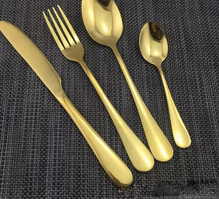 Gold color Stainless Steel Dinnerware Sets Tableware Knife Fork Teaspoon Cutlery Set Tableware Set