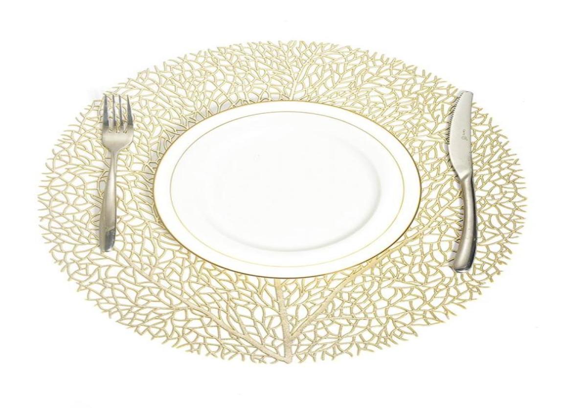 

Mats Pads 61pc Placemats Set PVC Hollow For Dining Table Home Diner Decoration Cutout Hangable Gold Individual5704989