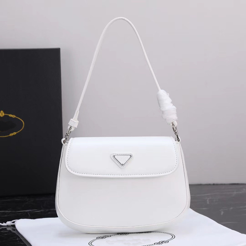 

Fashion Designer Cleo Bright Leather Clamshell Shoulder Bags women handbags, White