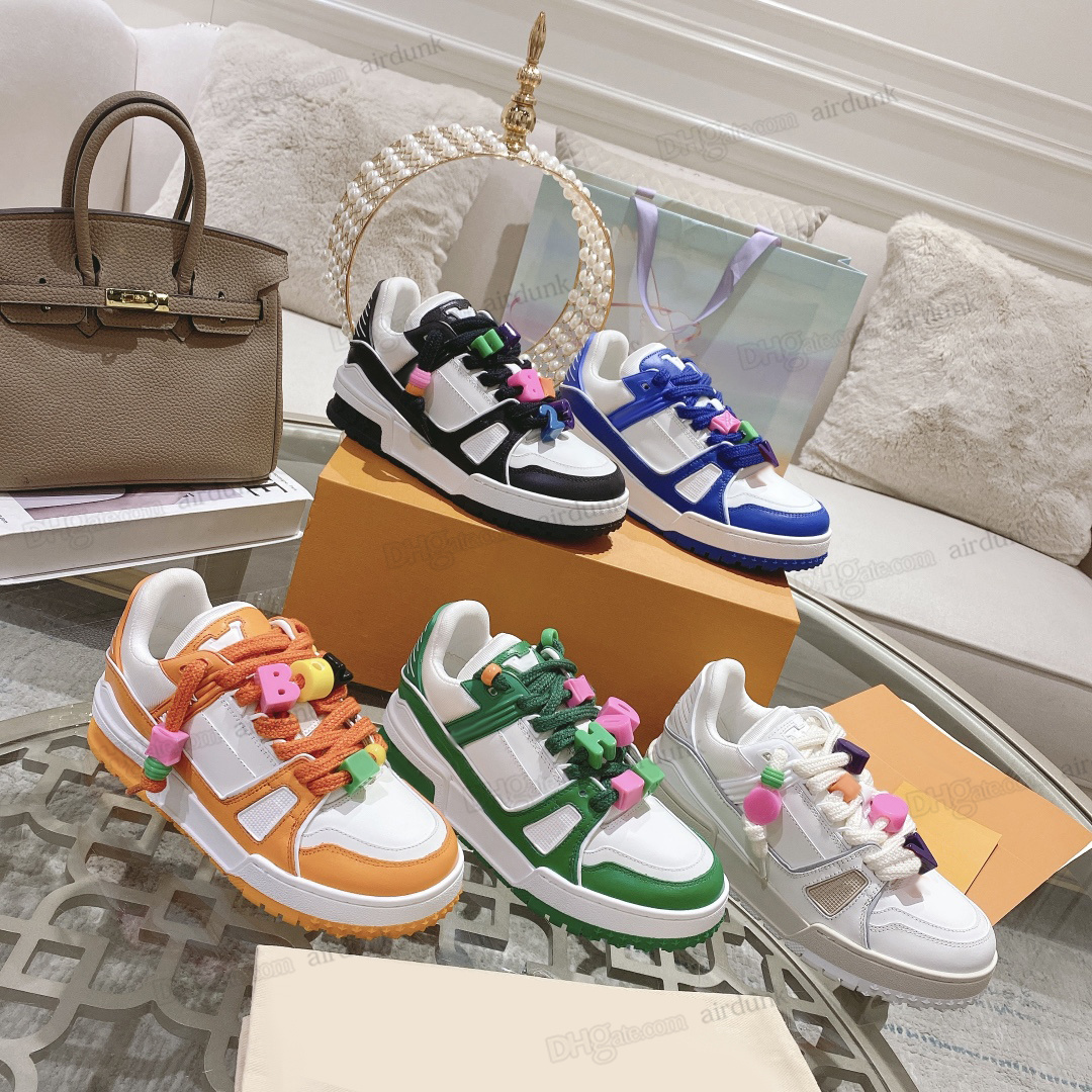 

2023 Trainer Maxi shoes Designer sneakers for Men Women Plate-forme Buckle Leather Sneaker Board Shoe Fashion Fat Green Orange Blue Black White Trainers Size 35-44