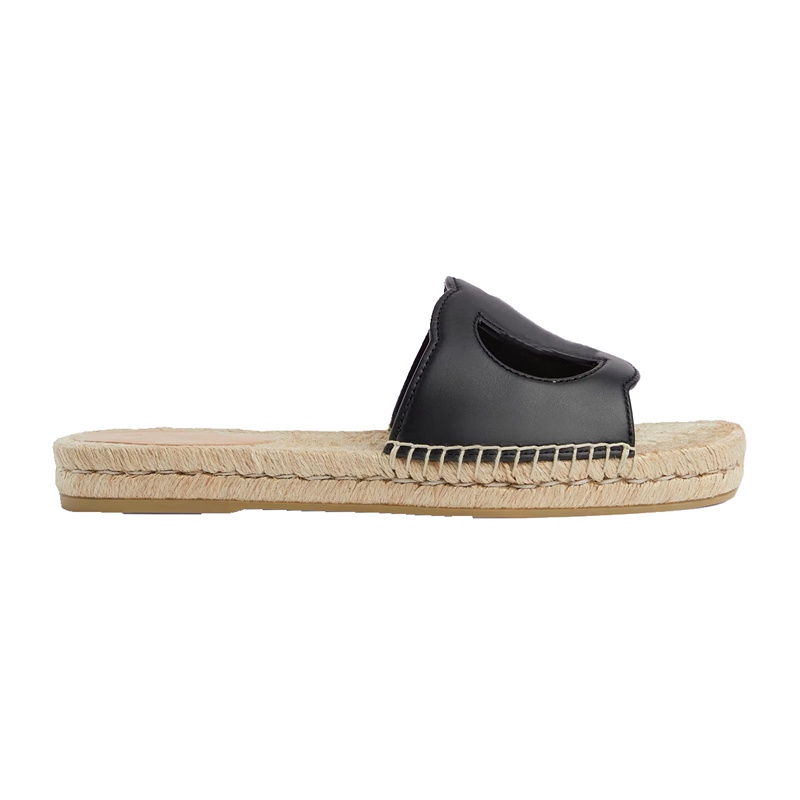 

2023ss new womens cut-out slide espadrille slippers 30mm platform Sandals Open round toe slip on mules, Red