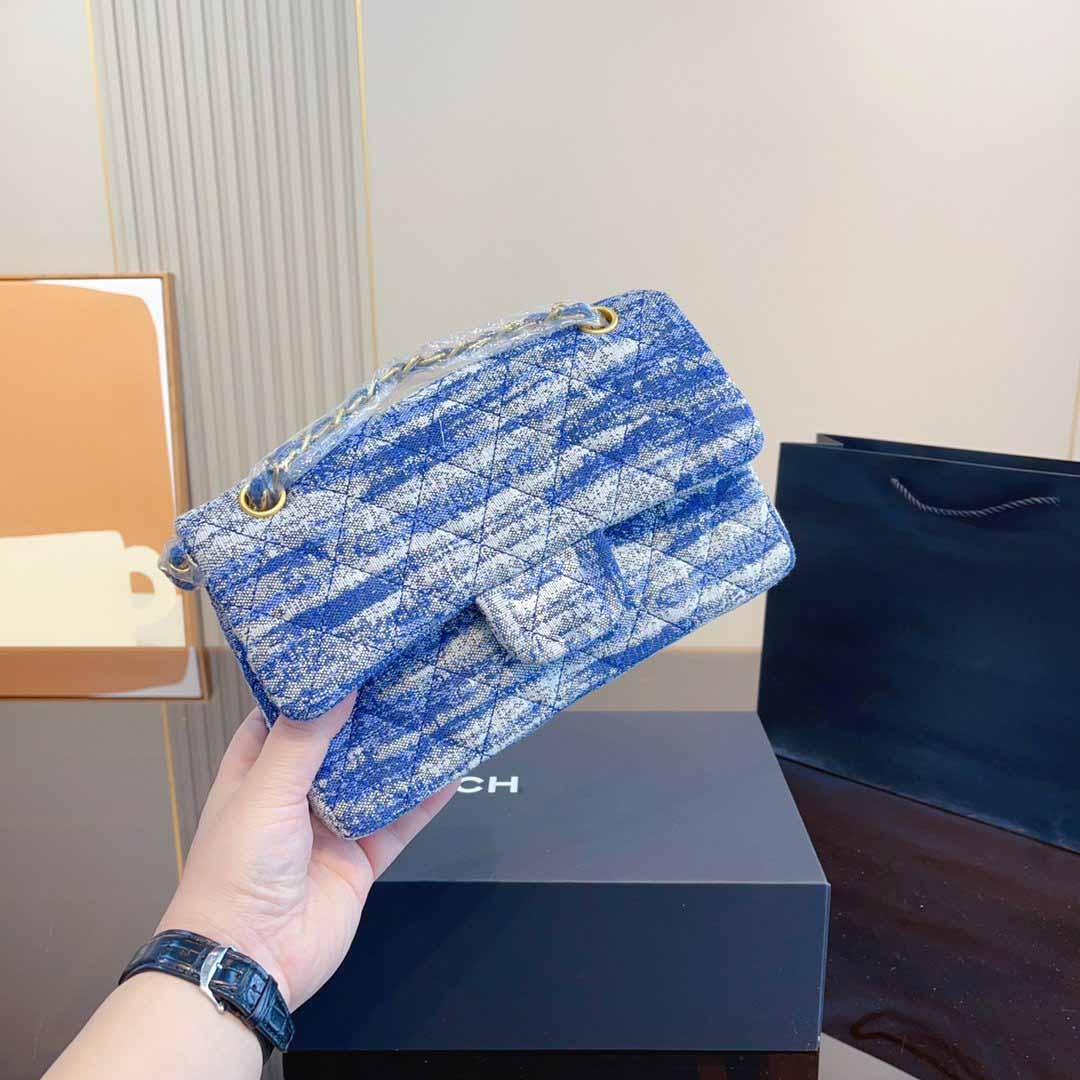 

Giant Capacity Denim Flip Diagonal Shoulder Bag Womens Casual Fashion Single Shoulder Hardware Chain Bags Diamond Lattice Quilted Luxury Designer Shopping Wallet, Box