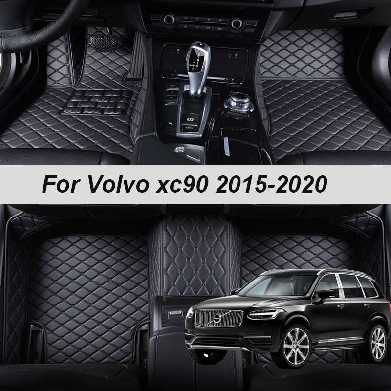 

100% Fit Custom Made Leather Car Floor Mats For Volvo xc90 2015 2016 2017 2018 2019 2020 Carpets Rugs Foot Pads Accessories R230307