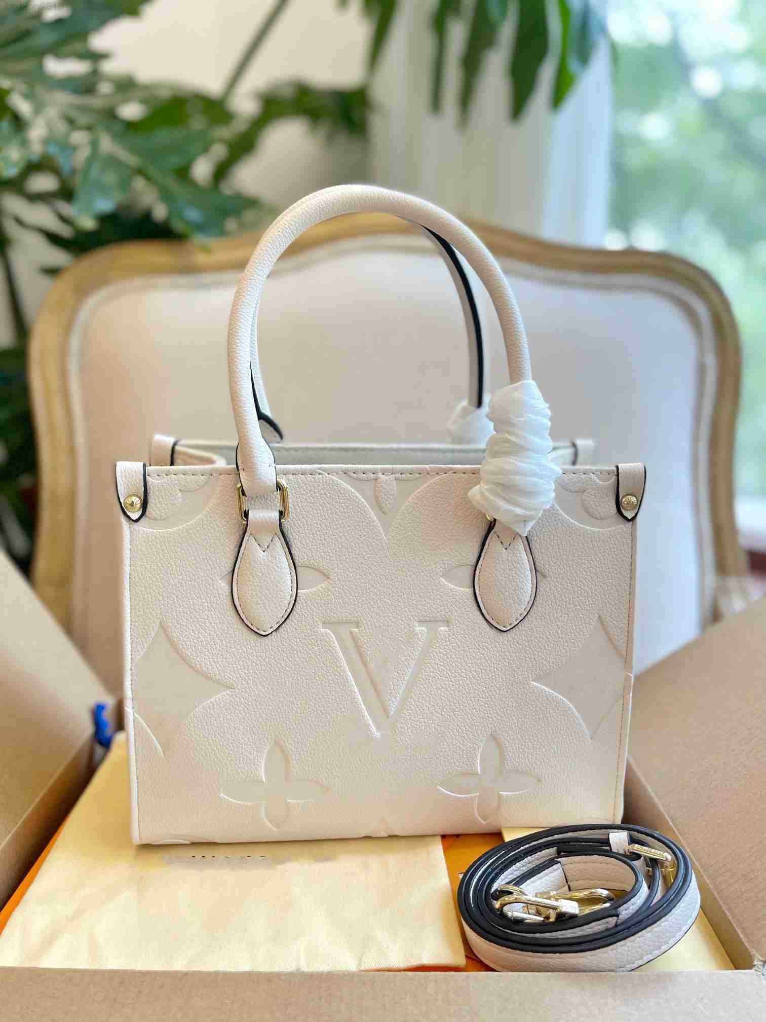 

Luxury Totes Designer Bag Womens Handbags Onthego Tote Bag Crossbody Flower Ladies Casual Pvc Genuine Leather Purse Shoulder Bags Female, Brown