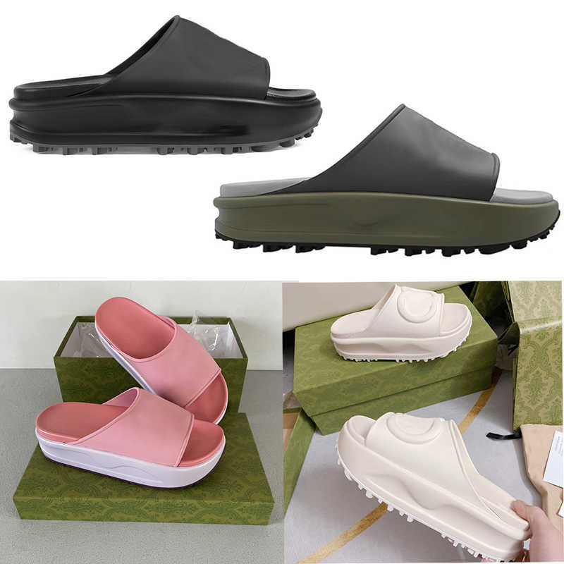 

Designers Women Platform SlideThick Bottom Men Rubber Leather Slides Sandal Dress Shoes Wedges Sandal Beach Slippers Luxury Summer Sandals Size 35-45 With Box NO354