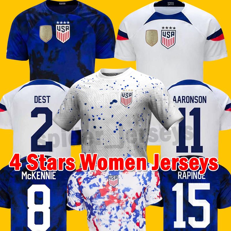 

XXXL 4XL PULISIC MCKENNIE Soccer Jerseys 4 stars 2023 2024 MORGAN UNITED STATES USAS Uniforms RAPINOE REYNA WEAH MORGAN 22 23 Player version Men Women Kids Football, 2022 home patch