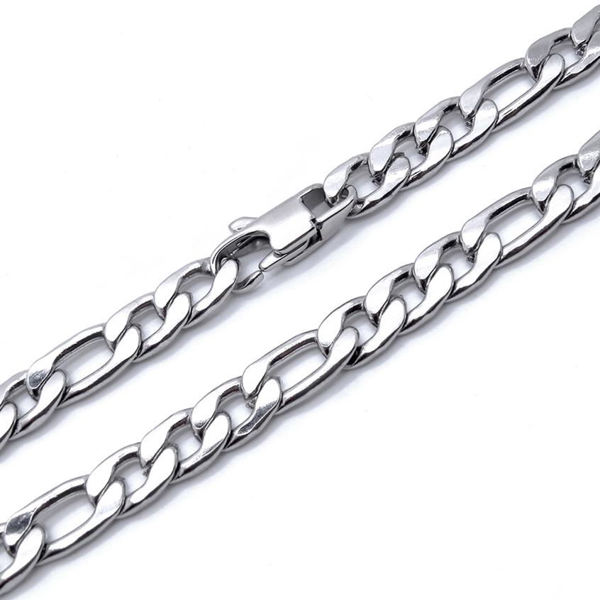 

6mm Figaro Chain Men Jewelry 100% Stainless Steel Necklace for Man 18-36 Inches Waterproof239g