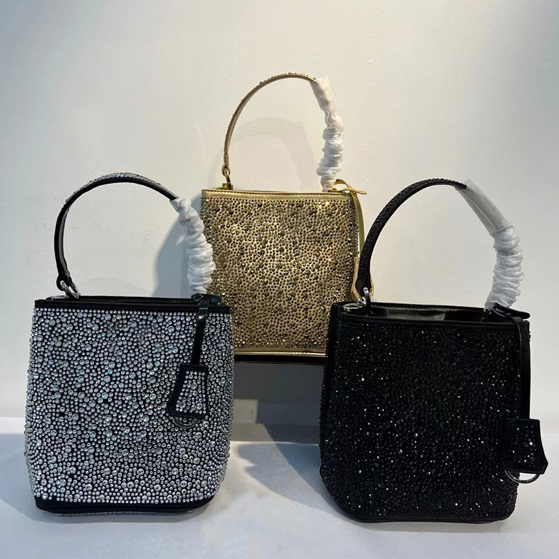 

lady Bucket bags heavy craft Shiny crystal bag party clutch purse shoulder crossbody bag women handbag wallet 2023 evening handbags