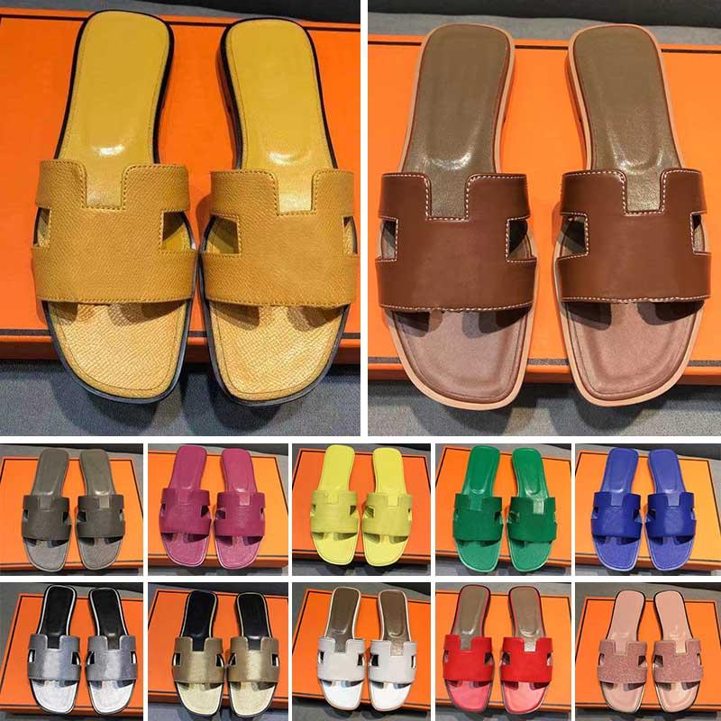 

2022 Designer Women H Sandals Fashion Leather Slippers Summer Flat Oran Slides Ladies Beach Sandal Party Wedding Slipper Without Box 35-42 m03, #6