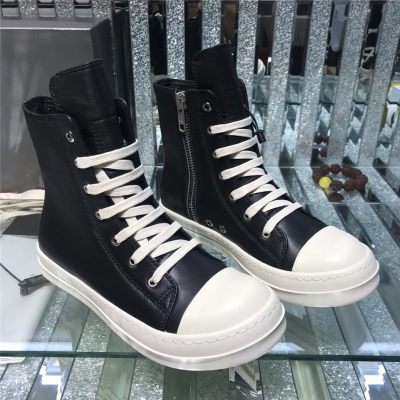 

Thick bottom Rick casual shoes for men woman fashion outdoor breathable canvas designer boots black white massage rubber Non-Slip Plate-forme luxury Owens sneakers, Color 26