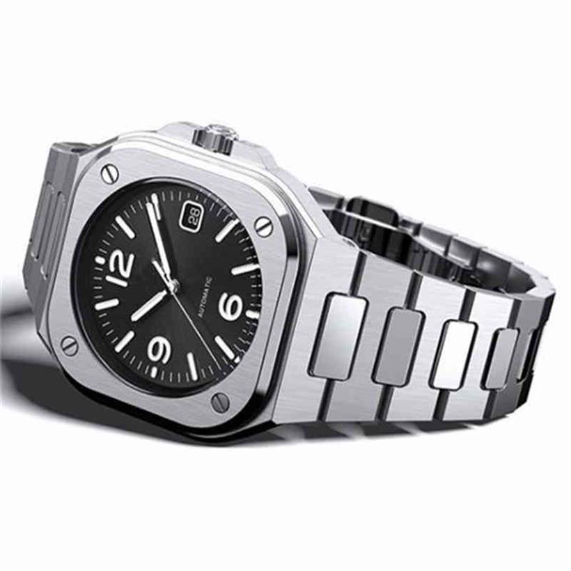 

Bell & Ross Men's Premium Classic Square Quartz Luxury Date Steel Band Montre Homme Watch Relogio Masculino244l, Black