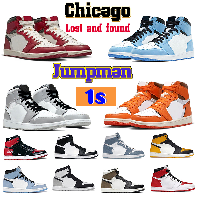 

Jumpman 1 High OG 1s Mens Basketball Shoes Lost Found Gorge Starfish University Blue Light Smoke Grey Dark Mocha Black White bred Patent, 30 brseparatehood