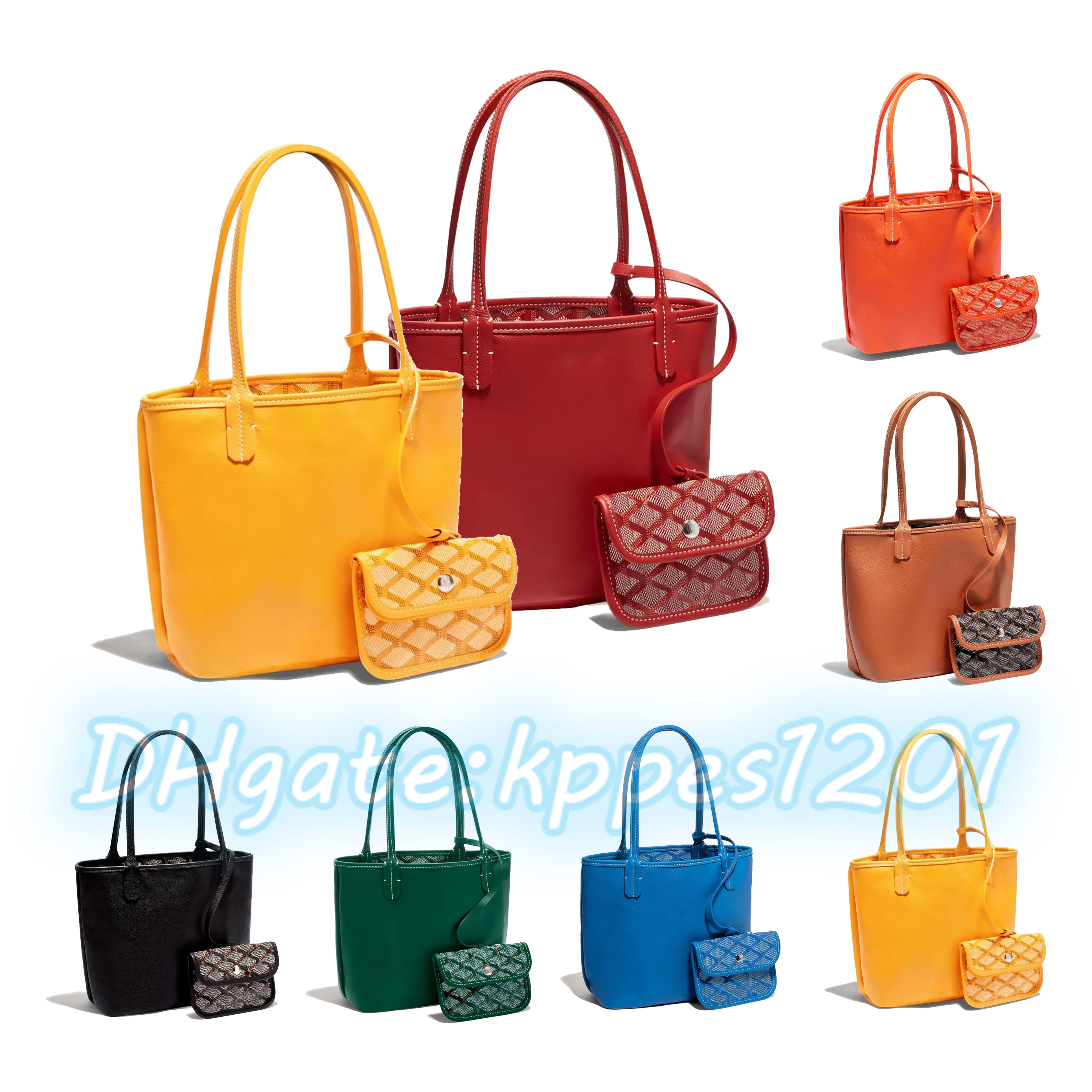 

Anjou Mini the tote double sided shopping bag Goya womens mens Designer Luxurys top handle Cross Body handbags Genuine leather Shoulder beach Bags with small wallet, Yellow