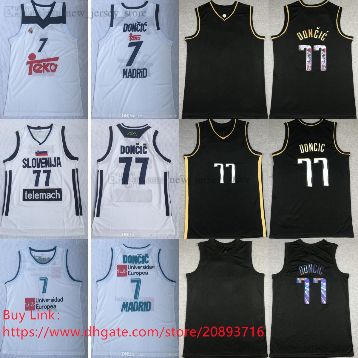 

NCAA Luka Madrid Doncic Jerseys 77 Basketball Uniform 7 Team Club MVP Euroleague Spain Europe Slovenija Top Quality Men Stitched White, Other jerseys. contact me first