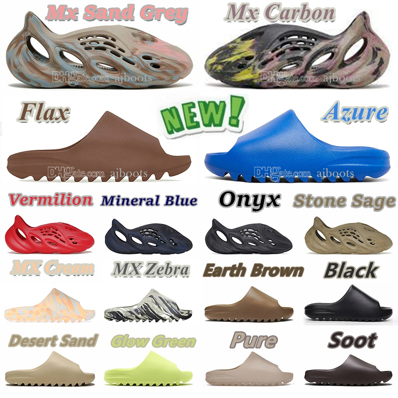

2023 Slippers for men women Foam Runner EVA Sliders Vermillion Sandals Flax Glow Green Soot Onyx MX Carbon Black Bone Resin Desert Sand Sulfur runr slides mens slide, 37#