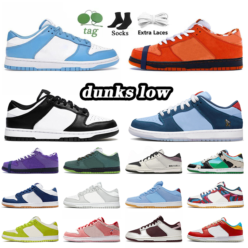 

OG Original women men running shoes Dunks Low UNC Panda lows Dunksb Orange Lobster Purple Why So Sad Black White Grey Fog Dunkes AE86 designer sneakers trainers, A92 bear orange 36-45
