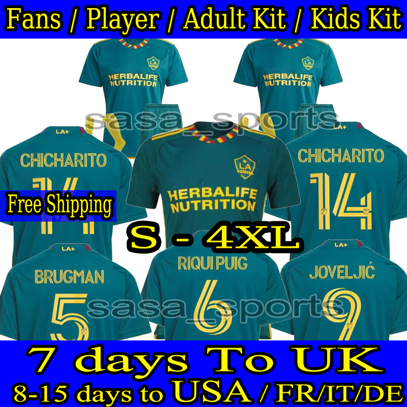 

S-4XL 23 24 LA Los Angeles Galaxy Soccer Jerseys MLS Chicharito COSTA COULIBALY JOVELJIC EDWARDS BOND RAVELOSON ARAUJO CABRAL Football Kids Adult Full kit with socks, 2023