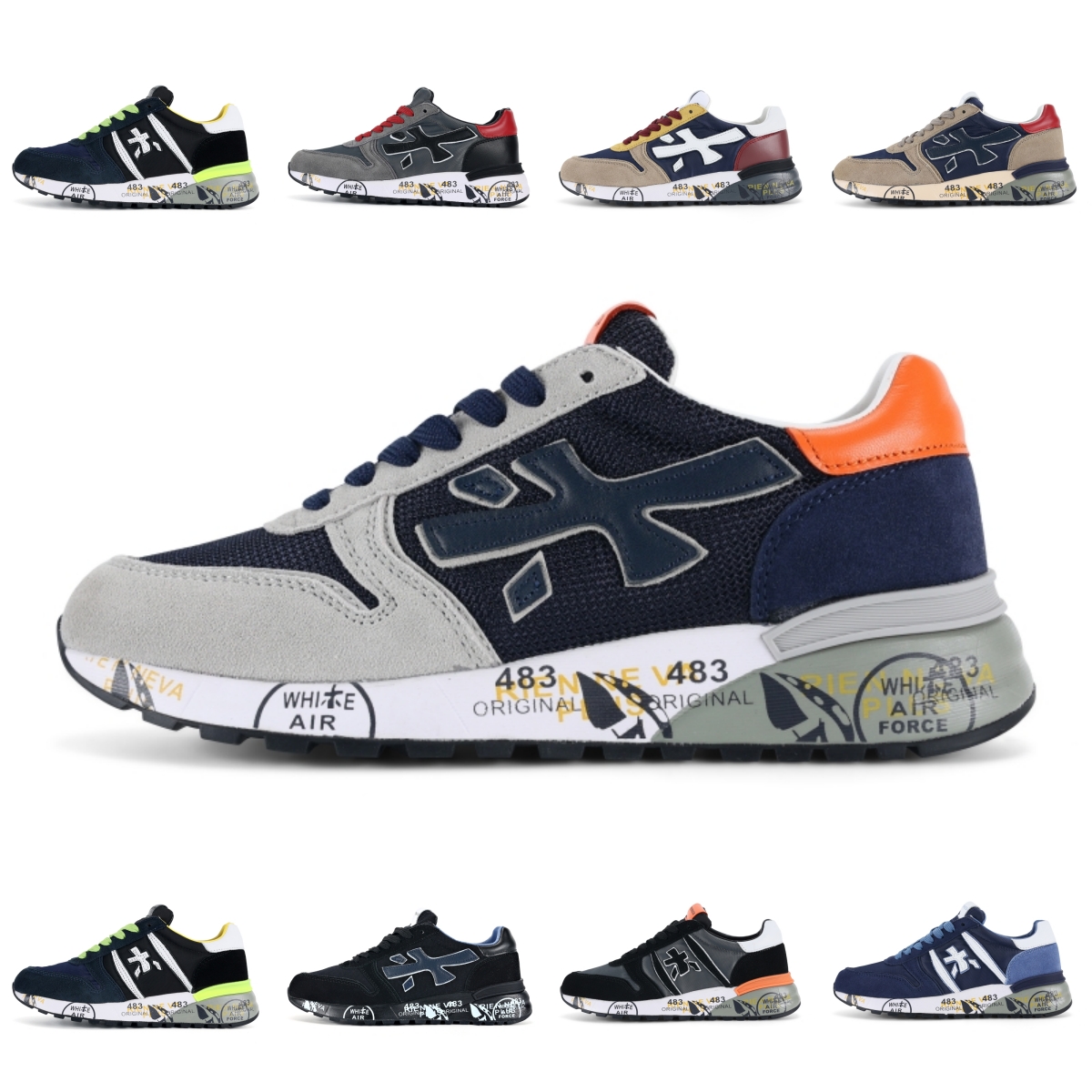 

New PREMIATA Steven Genuine Training Shoes Men Top Layer Leather Cowskin Mick Lander Running Shoe Black Grey Blue Brown Trainers Walking Jogging Sports Sneakers 4, #4