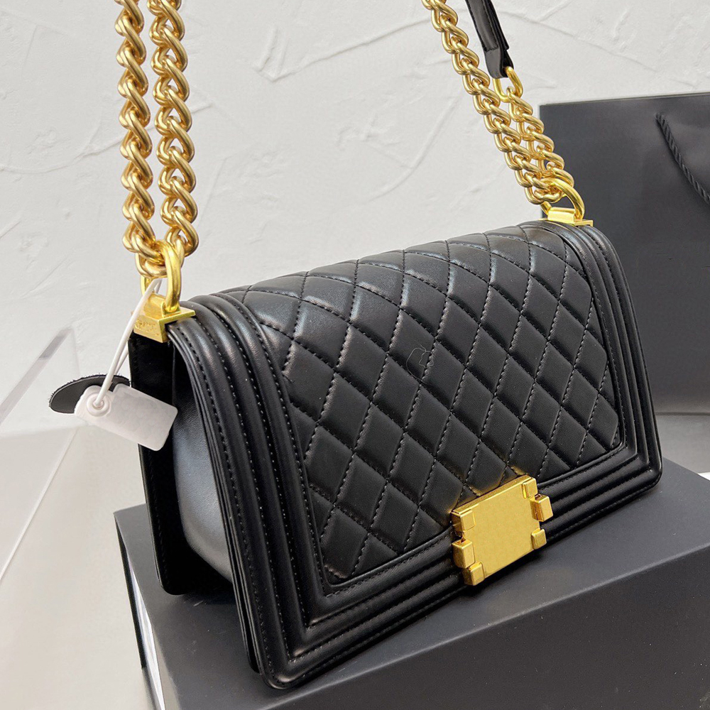 

Channel Luxury Vintage Messenger Bag Leather Quilted Ladies Shoulder Bag Famous Designer Handbag Large Capacity Hot Louiseity Totes Le boy Crossbody Bag Viutonity, 25cm