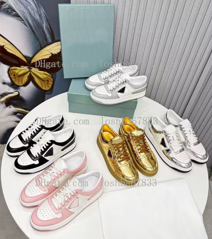 

Cowhide Women's Designer Dress Shoes Fashion Gold Genuine Leather Sewn Thick Sole Shoes Show Breathable Elevated Casual Denim Shoes Size 35-41, Pink