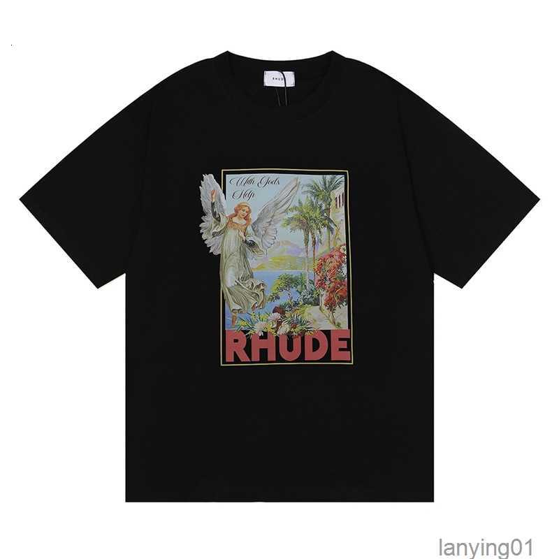 

21ss Designer Rhude Mens t Shirts Letter Laminated Print Short Sleeve High Street -xl, 16